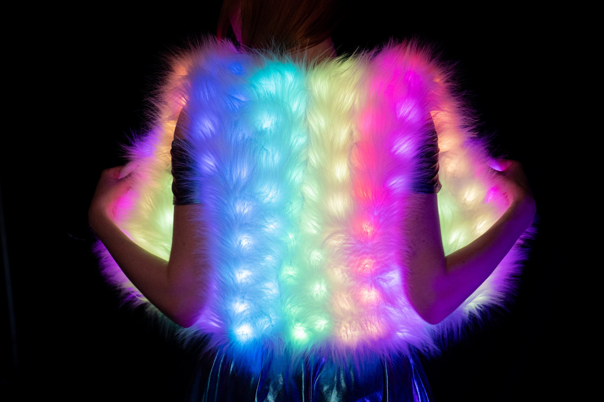 NEBUlux Sound-Reactive LED Fur Vest - Music Responsive Faux Fur