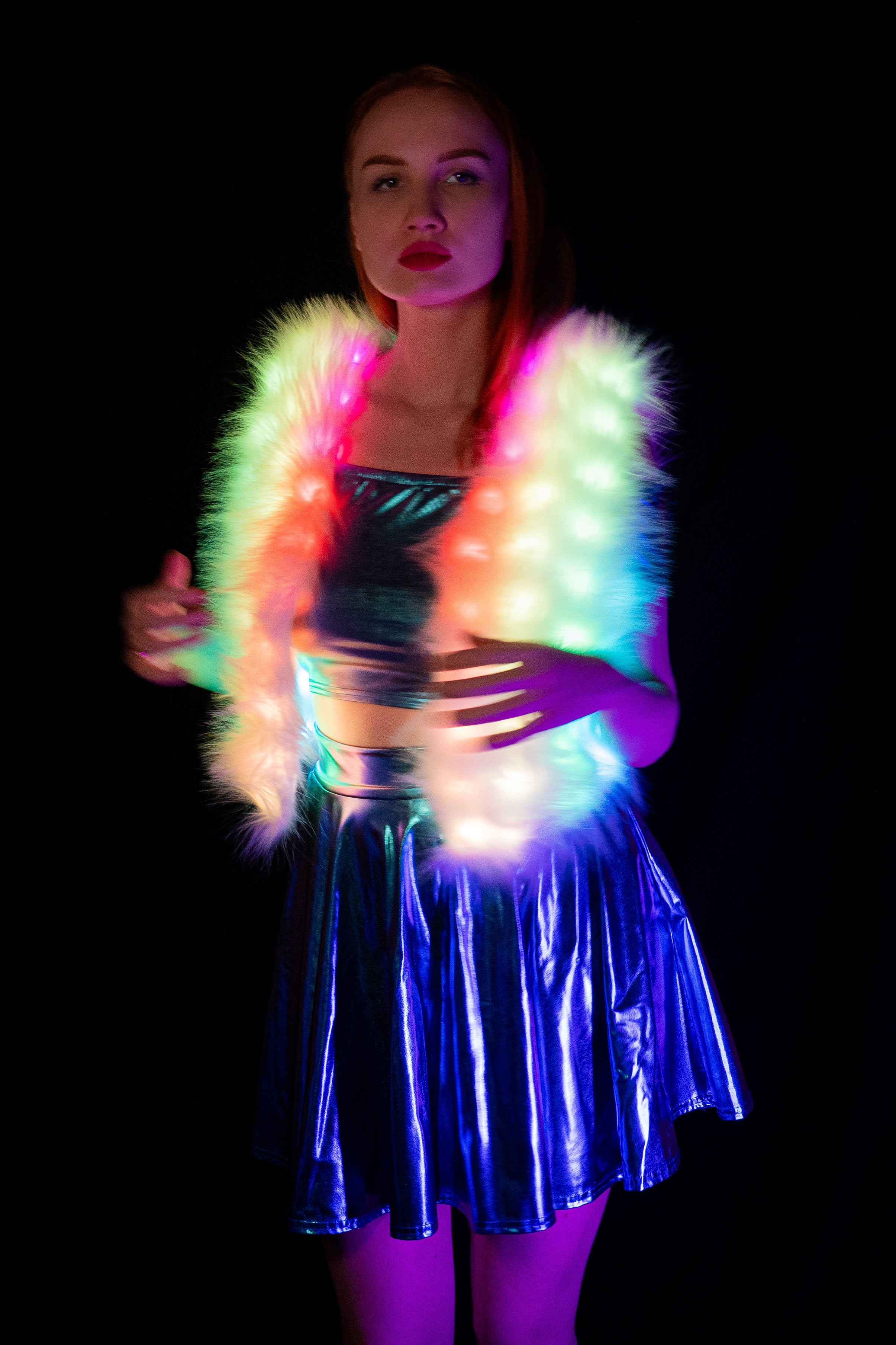 NEBUlux Sound-Reactive LED Fur Vest - Music Responsive Faux Fur
