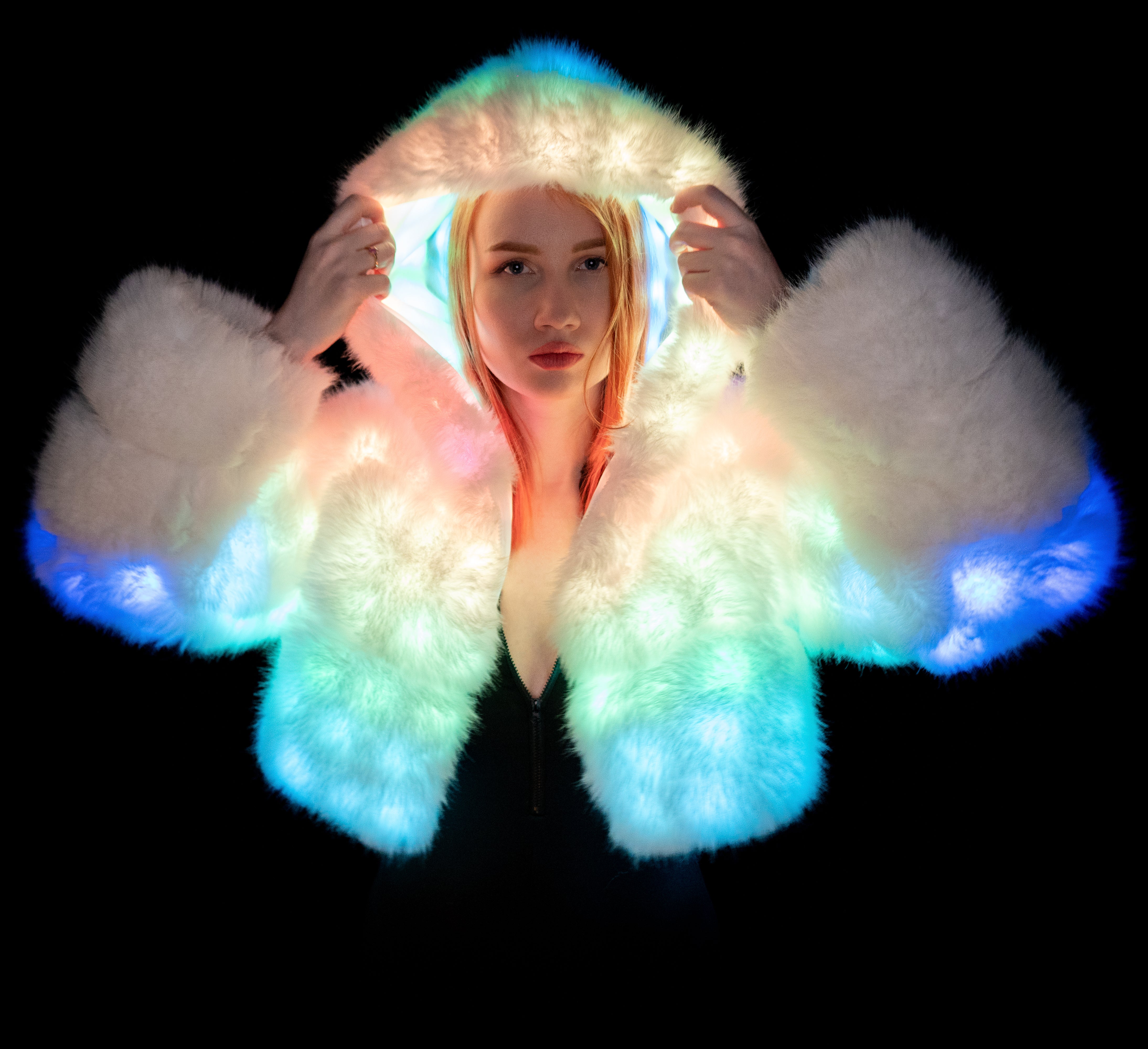NEBUlux Sound-Reactive LED Fur Jacket - Music Sync Technology