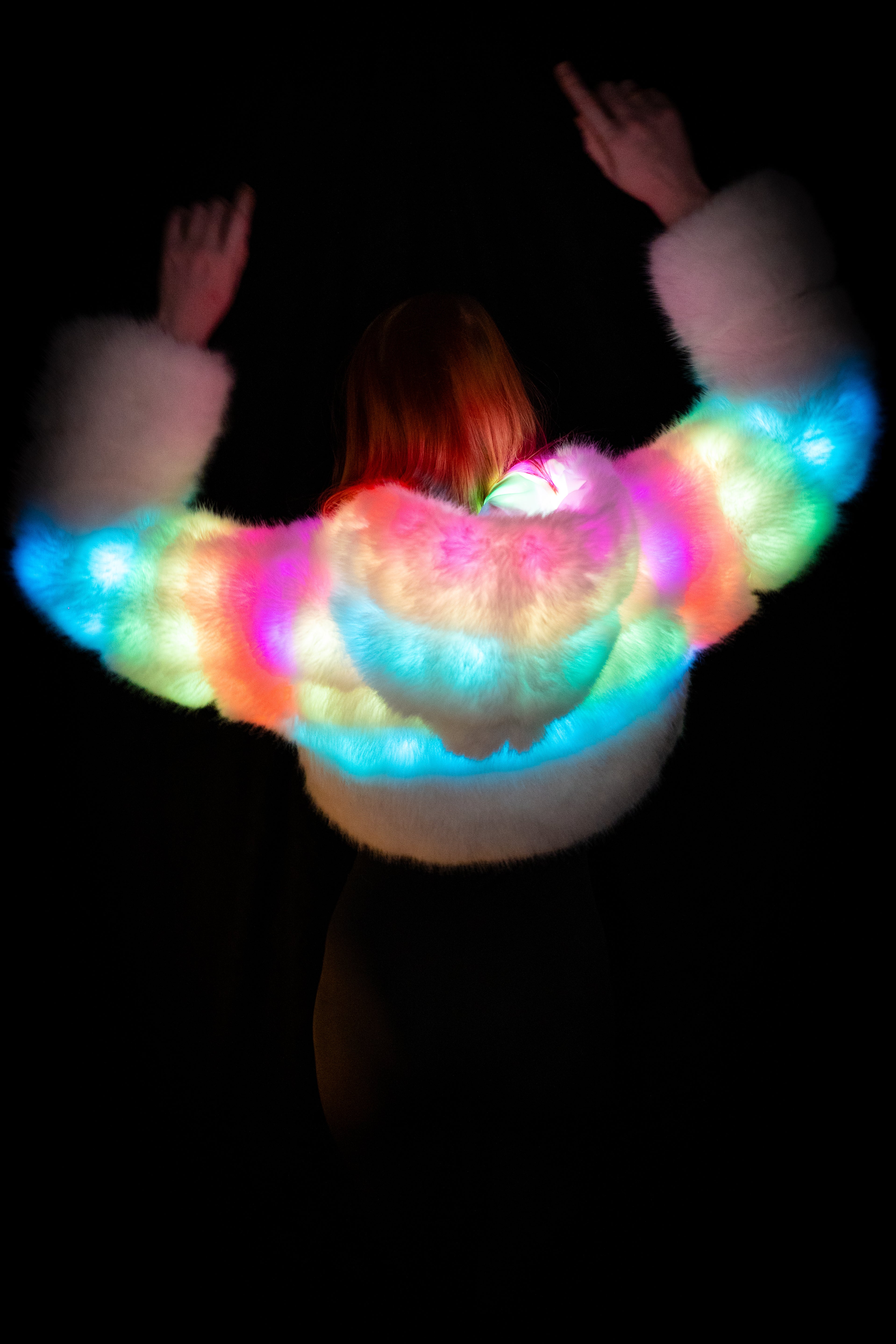 NEBUlux Sound-Reactive LED Fur Jacket - Music Sync Technology
