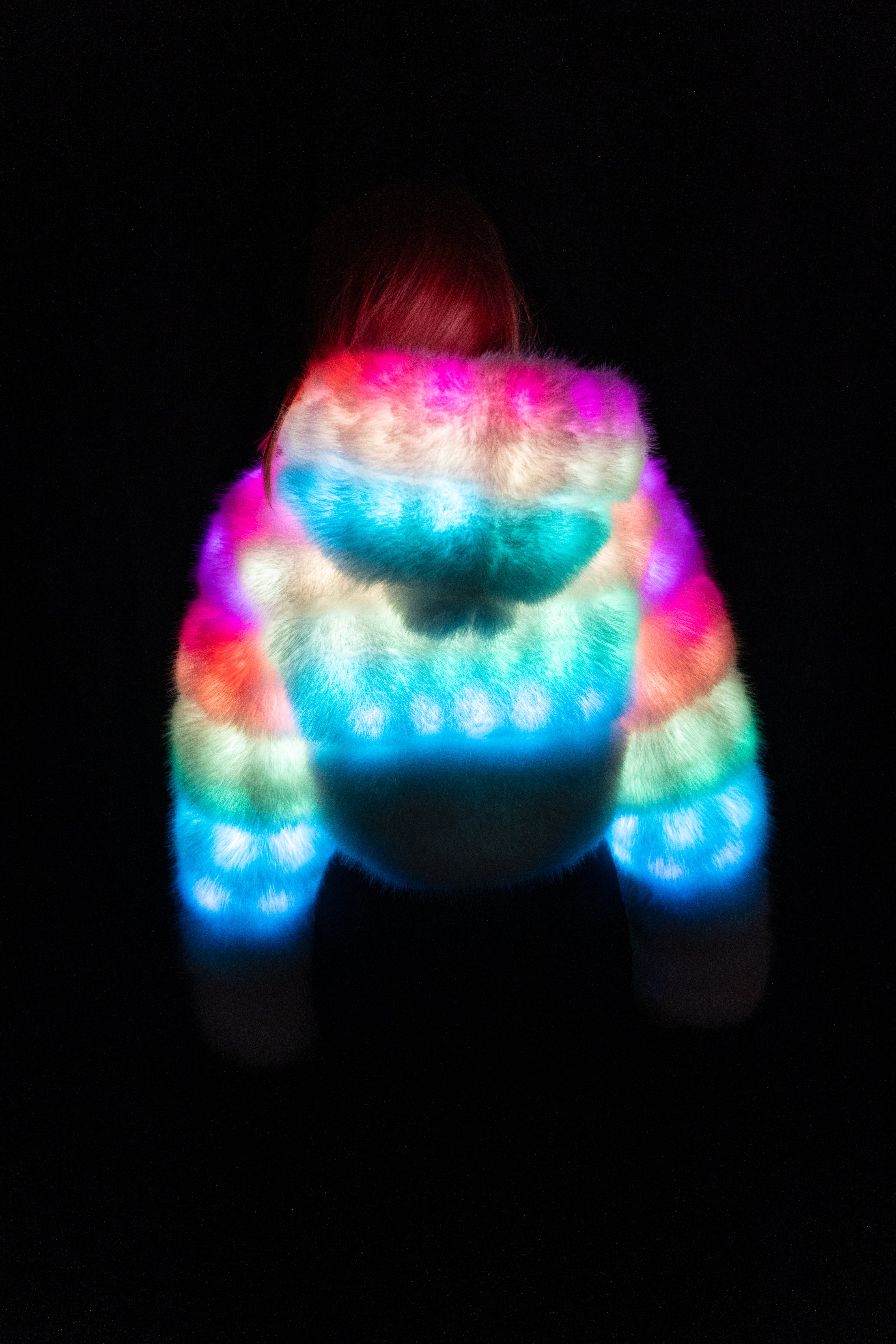 NEBUlux Sound-Reactive LED Fur Jacket - Music Sync Technology