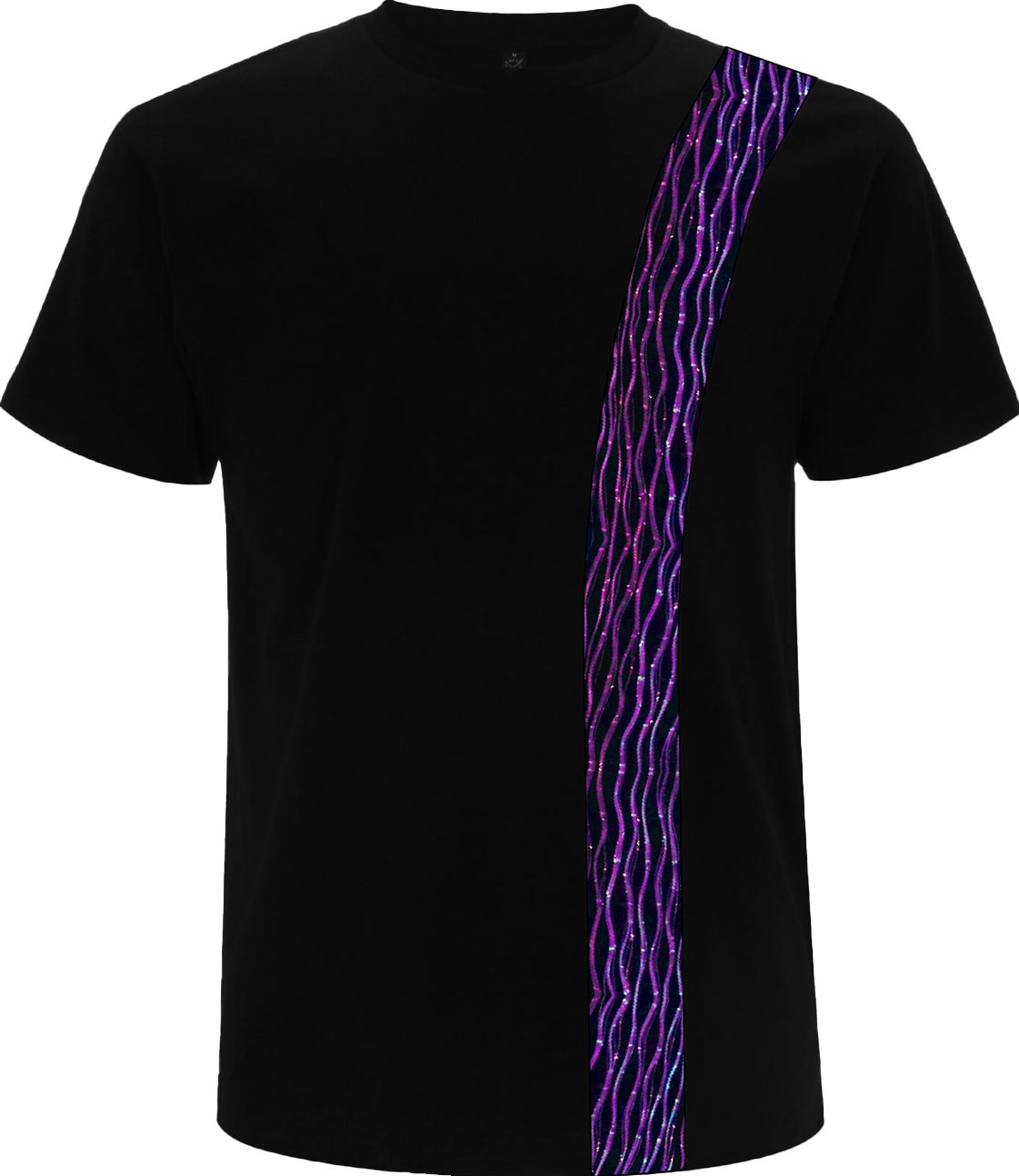 animated t-shirt with fiber optic vertical strip