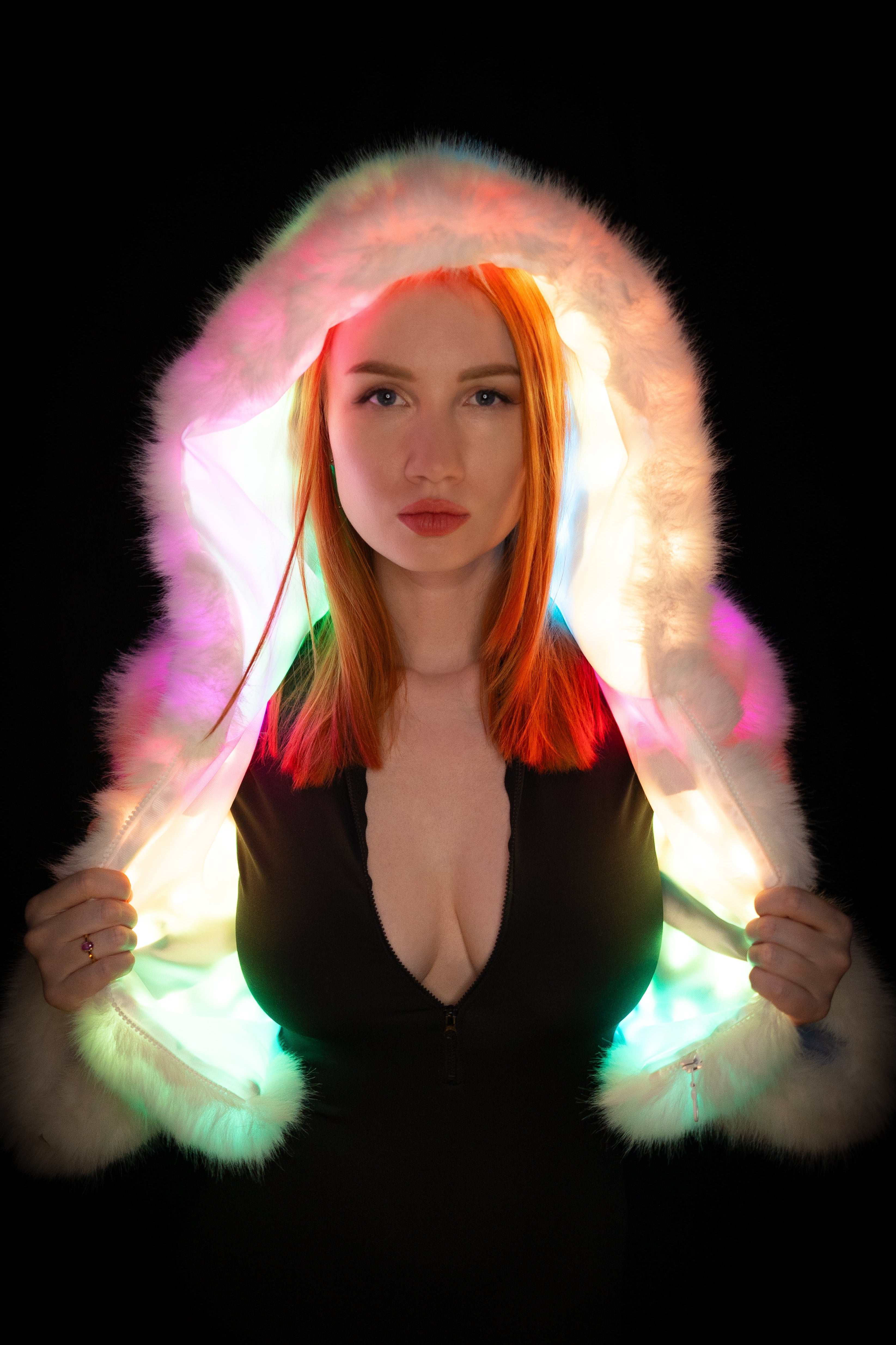 NEBUlux Sound-Reactive LED Fur Jacket - Music Sync Technology